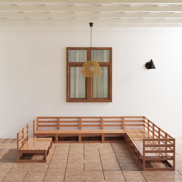 vidaXL 11-dijelna vrtna garnitura od masivne borovine boja meda