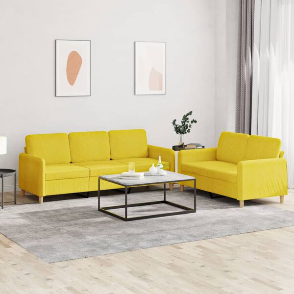 vidaXL 2-dijelni set sofa s jastucima svjetložuti od tkanine
