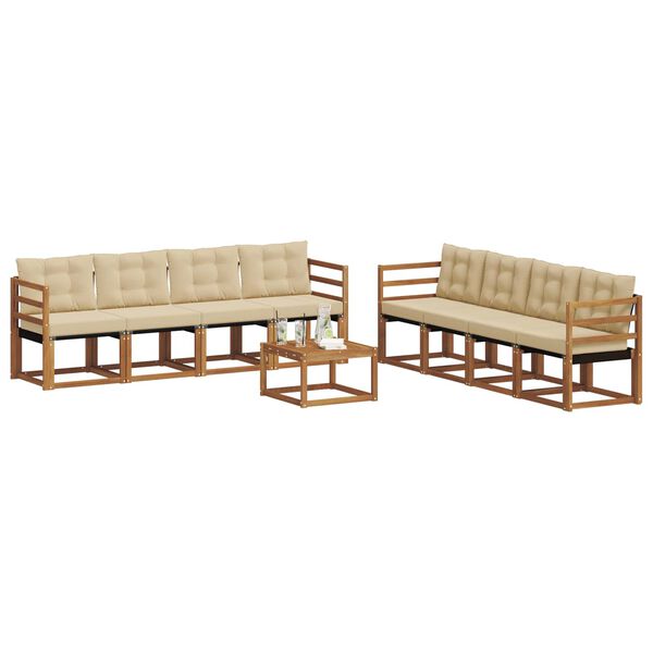 vidaXL Set vanjskih sofa s jastukom 9 pcs Prirodna i bež