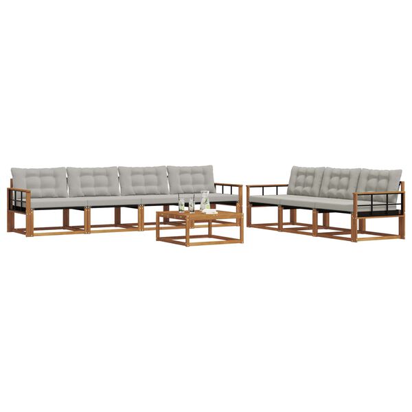 vidaXL Set vanjskih sofa s jastukom 8 pcs Prirodna i svijetlo siva