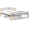 vidaXL Okvir kreveta crni od metala i masivne hrastovine 160 x 200 cm