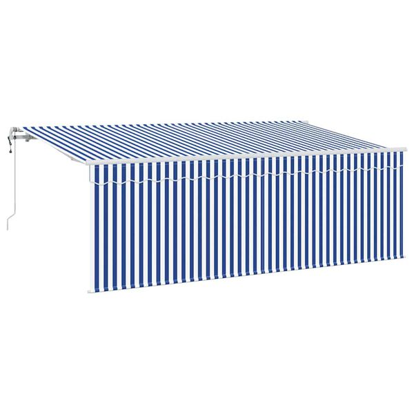 vidaXL Skrovita tenda Plava i bijela 350 x 200 cm Platno i metal