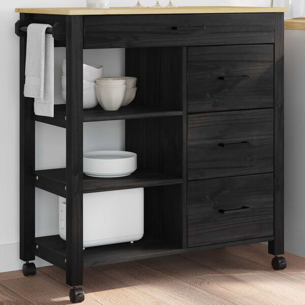 vidaXL Kuhinjski kolica Crna