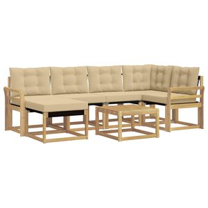 vidaXL Set vanjskih sofa s jastukom 7 pcs Bijela i bež