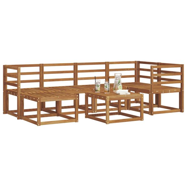 vidaXL Set vanjskih sofa 7 pcs Prirodna Čvrsto drvo akacije