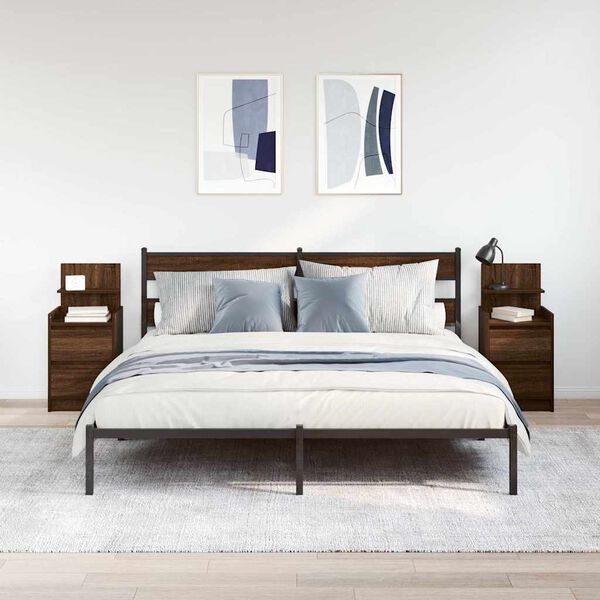vidaXL Noćni ormarići s 2 ladice 2 kom smeđi hrast 38x34x80 cm