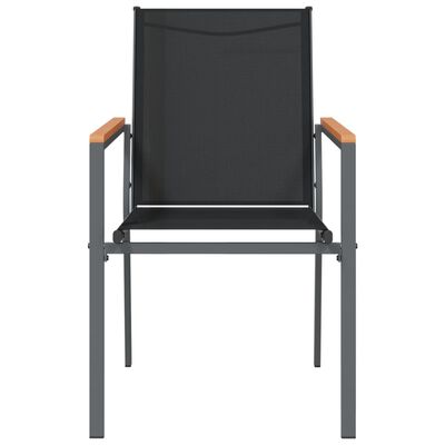 vidaXL Vrtne stolice 2 kom crne 55 x 61,5 x 90 cm tekstilen i čelik