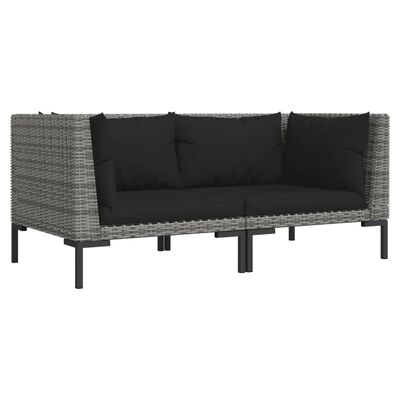 vidaXL Vrtne sofe 2 kom od polukružnog poliratana s jastucima