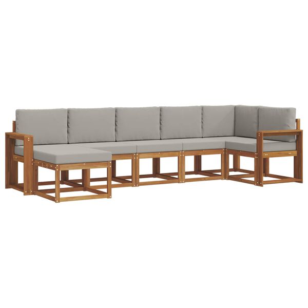 vidaXL Set vanjskih sofa s jastukom 7 pcs Prirodna i svijetlo siva