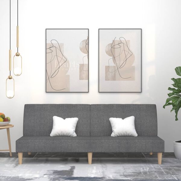 vidaXL Dvosjed na razvlačenje od tkanine svjetlosivi