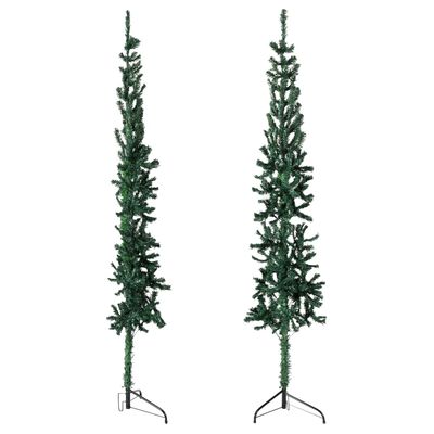 vidaXL Tanka umjetna polovica božićnog drvca sa stalkom zelena 180 cm