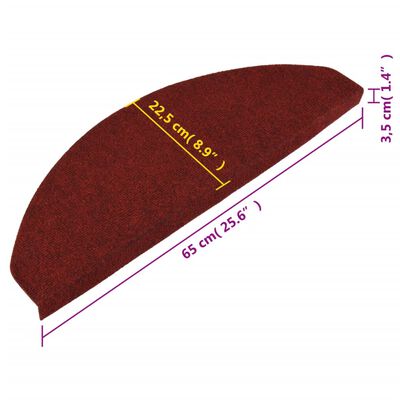 vidaXL Samoljepljivi otirači za stepenice 15 kom 65x22,5x3,5 cm crveni