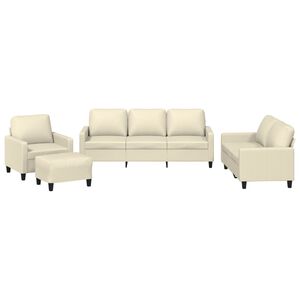 vidaXL 4-dijelni set sofa s jastucima krem od umjetne kože