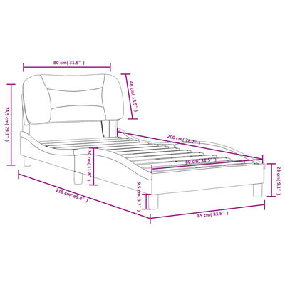 vidaXL Okvir kreveta s LED svjetlima smeđi 80 x 200 cm od umjetne kože