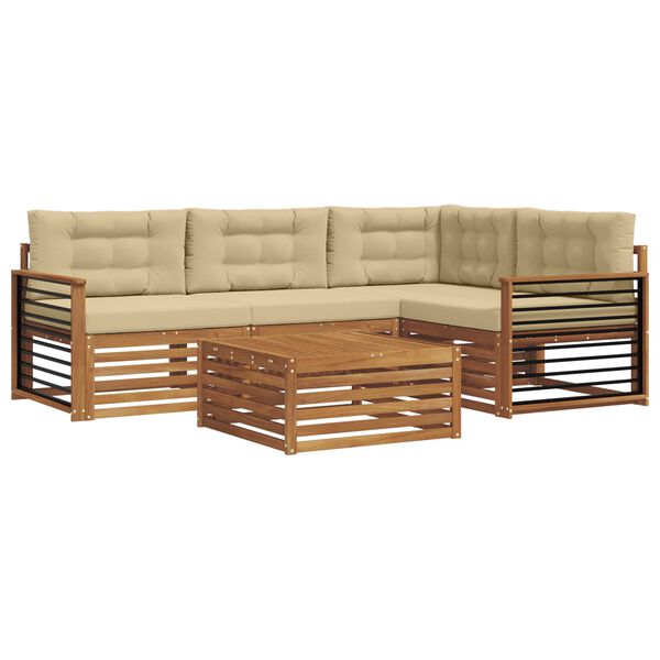 vidaXL Set vanjskih sofa s jastukom 5 pcs Prirodna i bež
