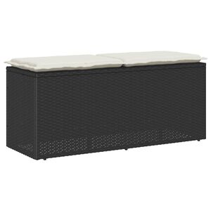 vidaXL Vrtna klupa s jastukom crna 110x40x44 cm od poliratana