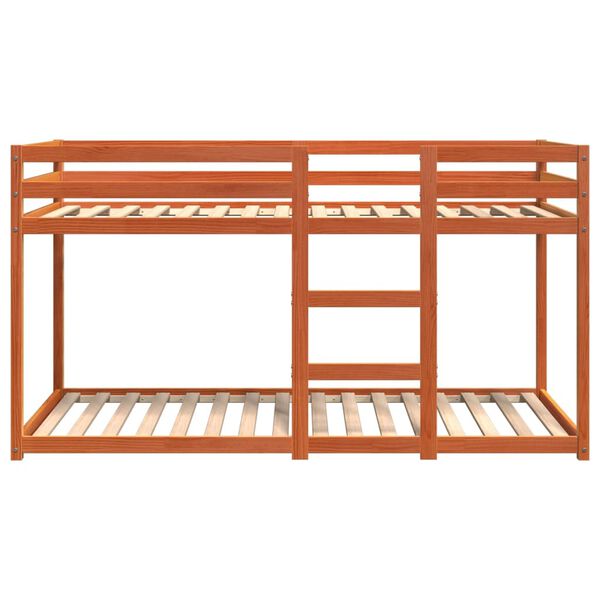 vidaXL Krevet na kat voštano smeđi 80 x 200 cm od masivne borovine