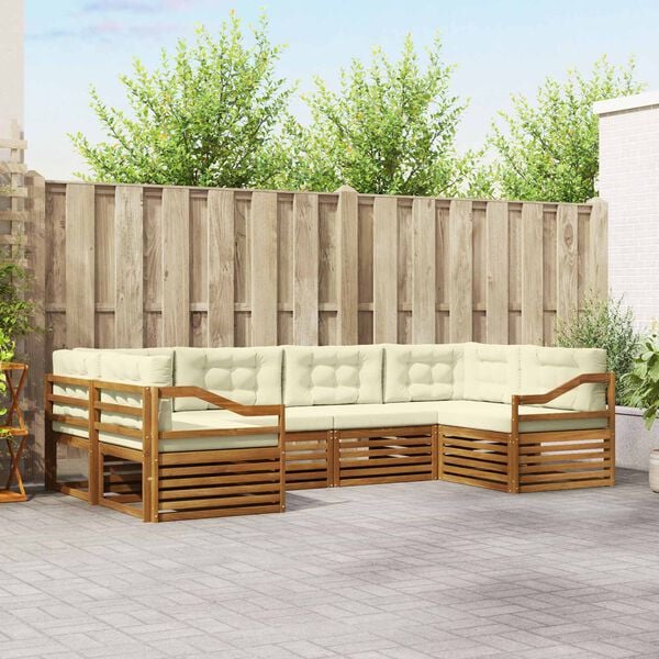 vidaXL Setovi sofa 6 pcs Prirodna i krem Čvrsto drvo akacije