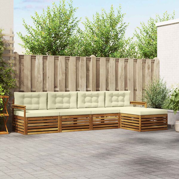 vidaXL Set vanjskih sofa s jastukom 5 pcs Prirodna i krem