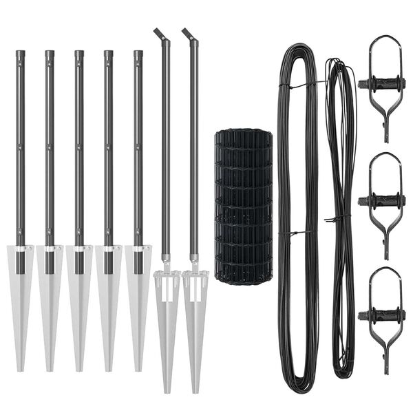 vidaXL Ograda s postovima Siva 0,4 x 10 m Čelik i PVC