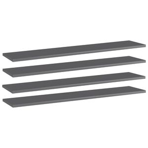 vidaXL Police za knjige 4 kom visoki sjaj sive 100x20x1,5 cm iverica