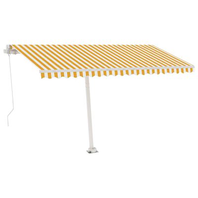 vidaXL Samostojeća tenda na ručno uvlačenje 400 x 350 cm žuto-bijela