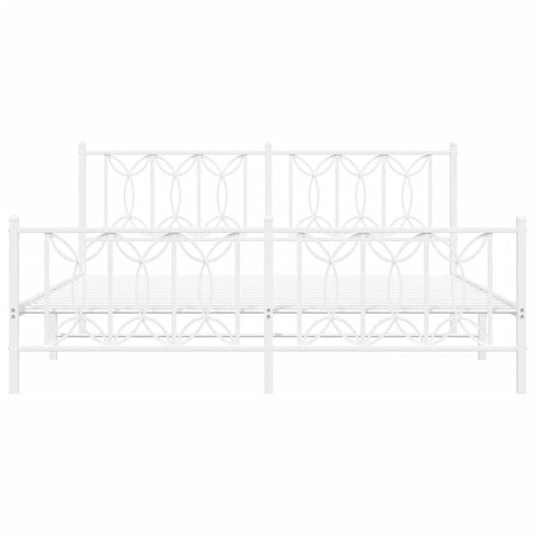 vidaXL Metalni okvir kreveta uzglavlje i podnožje bijeli 180x200 cm