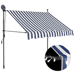vidaXL Tenda na ručno uvlačenje s LED svjetlima 150 cm plavo-bijela