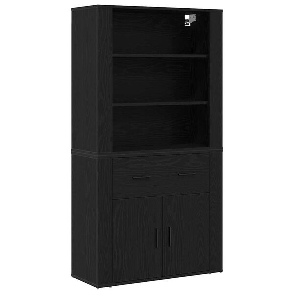 vidaXL Highboard Crni hrast 80 x 33 x 150 cm Konstruirano drvo