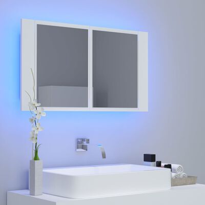 vidaXL LED kupaonski ormarić s ogledalom bijeli 80x12x45 cm akrilni