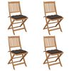vidaXL Sklopive vrtne stolice s jastucima 4 kom od bagremovog drva