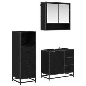 vidaXL Set namje&scaron;taja za kupaonicu 3 kom. Crni hrast 65 x 33 x 60 cm