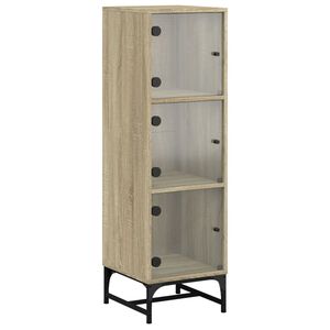 vidaXL Visoka komoda sa staklenim vratima boja hrasta 35 x 37 x 120 cm