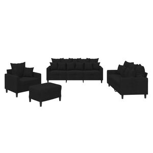 vidaXL 4-dijelni set sofa s jastucima crni bar&scaron;unasti