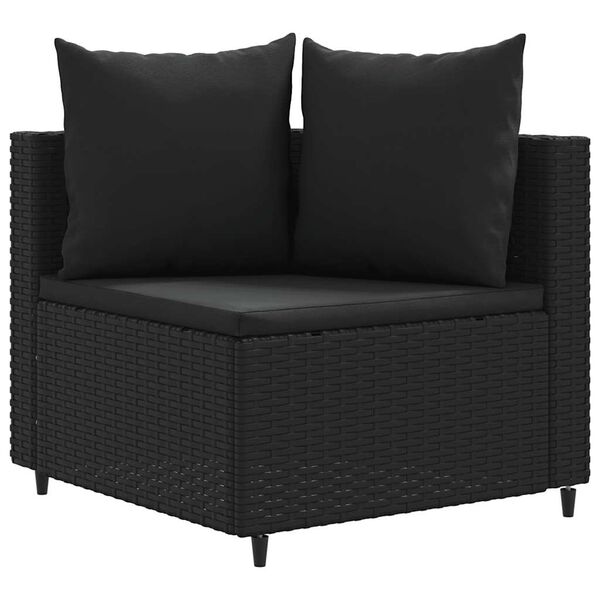 vidaXL 6-dijelni set vrtnih sofa s jastucima crni od poliratana