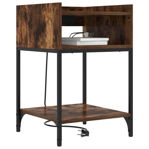 vidaXL Noćni ormar s policom 2 pcs Dimljeni hrast 40 x 40 x 61 cm