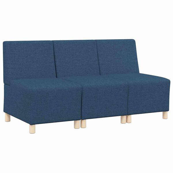 vidaXL Modularna sofa bez naslona 3 pcs Plava 55 x 74 x 82 cm tkanina