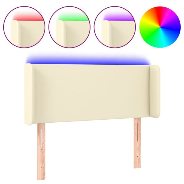 vidaXL LED uzglavlje krem 103x16x78/88 cm od od umjetne kože