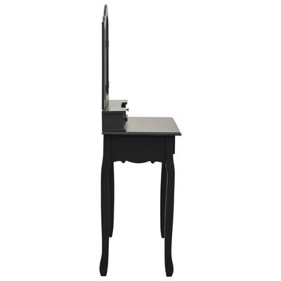 vidaXL Toaletni stolić sa stolcem crni 80x69x141 cm od drva paulovnije