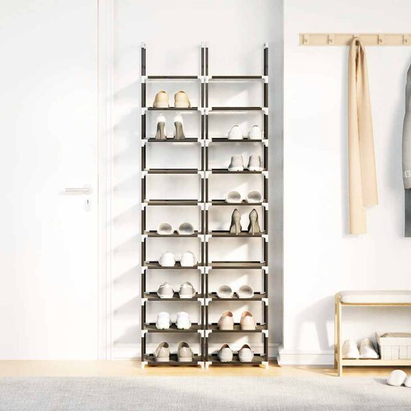 vidaXL Stalci za cipele 2 kom 10 slojeva crni netkana tkanina