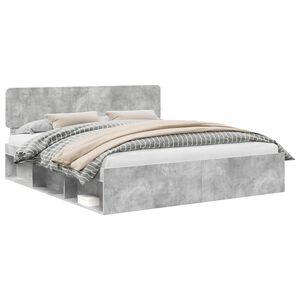 vidaXL Krevetna konstrukcija Beton 180 x 200 cm Čvrsto borovo drvo