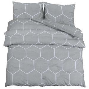 vidaXL Set navlaka za poplun sivo-bijeli 200x200 cm pamuk