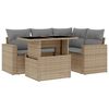 vidaXL 5-dijelni vrtni set sofa s jastucima bež od poliratana