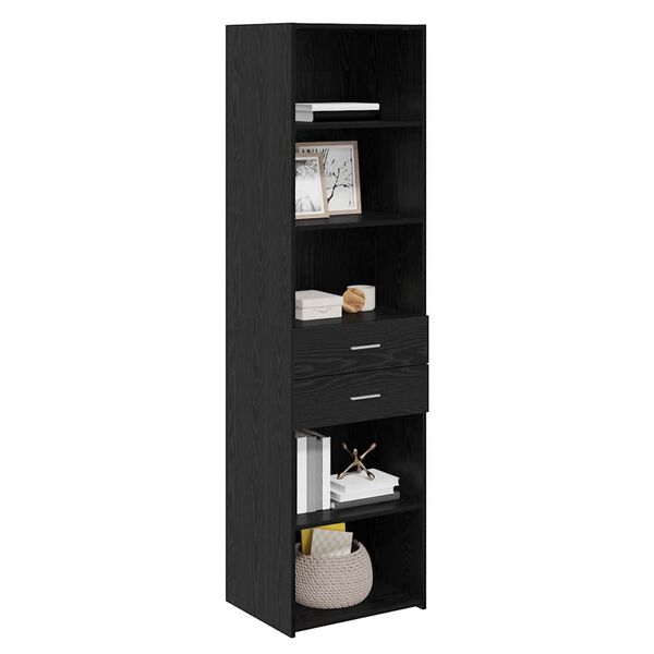 vidaXL Highboard Crni hrast 50 x 42,5 x 185 cm Konstruirano drvo