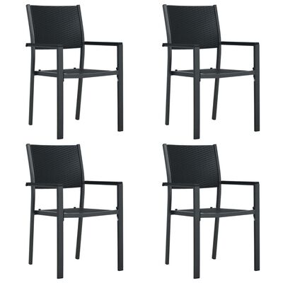 vidaXL Vrtne stolice 4 kom crne plastične s izgledom ratana