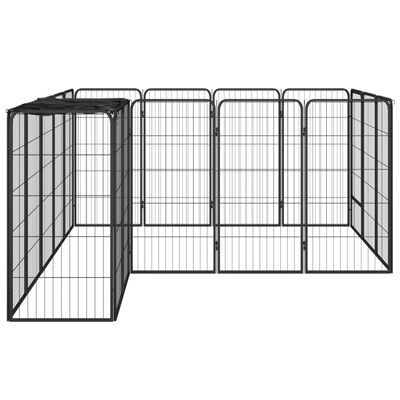 vidaXL Ograda za pse s 18 panela crna 50 x 100 cm čelik obložen prahom
