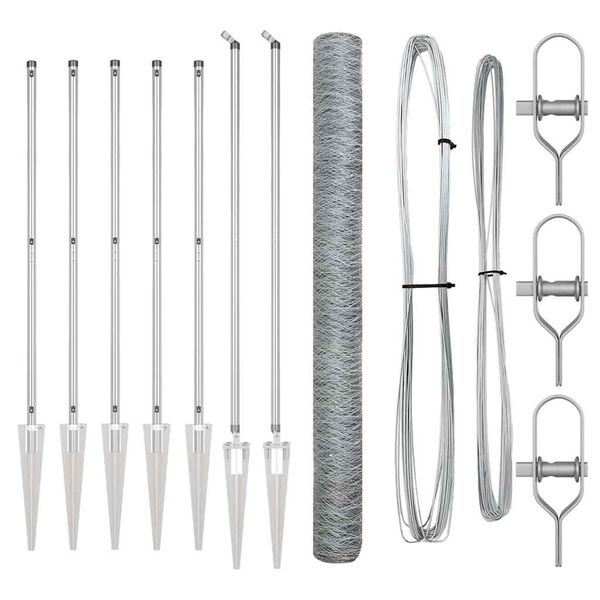 vidaXL Stup za ogradu Srebrno 10 x 1,6 m (mreža 50 mm) Čelik
