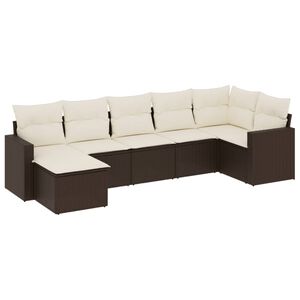 vidaXL 7-dijelni set vrtnih sofa od poliratana s jastucima smeđi
