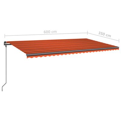 vidaXL Automatska uvlačiva tenda sa stupovima 6x3,5 m narančasto-smeđa