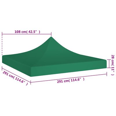vidaXL Krov za šator za zabave 3 x 3 m zeleni 270 g/m²